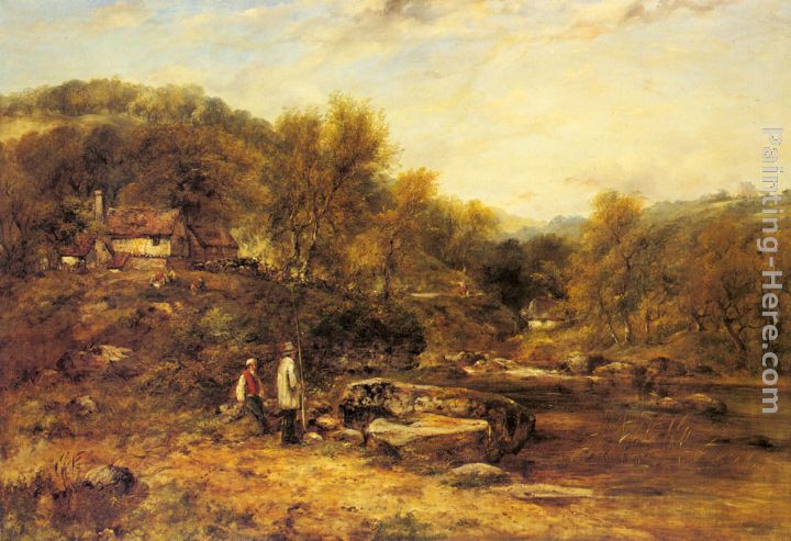 Anglers by a Stream painting - Frederick William Watts Anglers by a Stream art painting